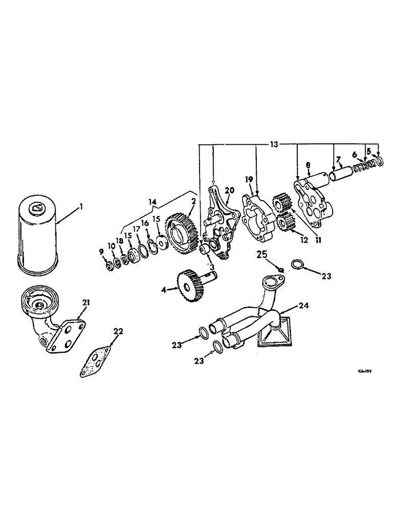 Схема запчастей Case IH 674 - (12-49) - LUBRICATING OIL PUMP AND FILTER Power