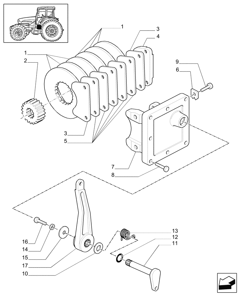 Схема запчастей Case IH MXM190 - (1.65.5/01) - PARKING BRAKE (05) - REAR AXLE