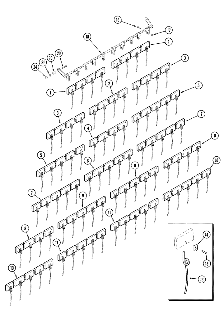 Схема запчастей Case IH 1020 - (09A-08) - PICKUP REEL BAT AND STEEL TINE ASSY - BSN JJC0324999 (09) - CHASSIS/ATTACHMENTS