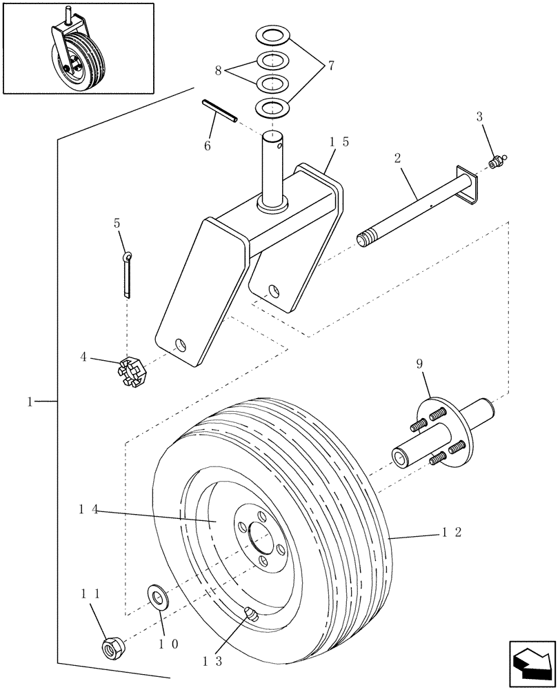 Схема запчастей Case IH HTX101 - (20.11[1]) - WHEELS, CASTER (44) - WHEELS