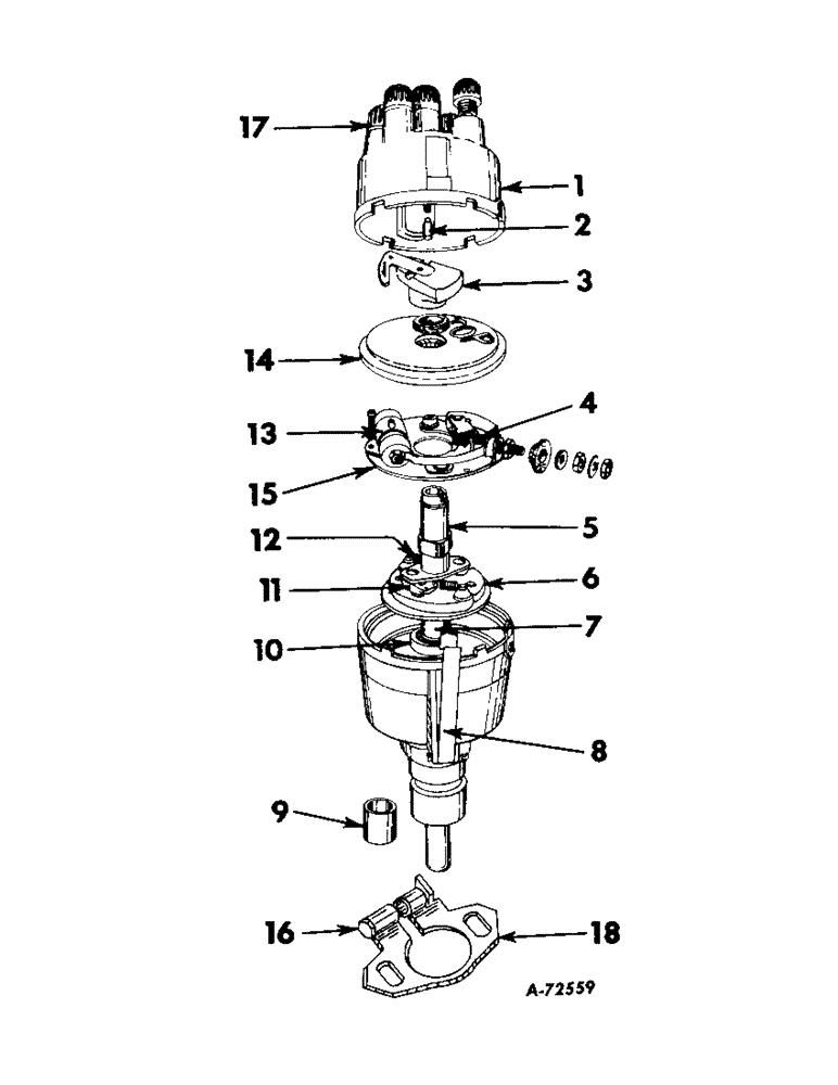 Схема запчастей Case IH B414 - (059) - ELECTRICAL SYSTEM, DISTRIBUTOR, UP TO B-414 GASOLINE/5885 (06) - ELECTRICAL SYSTEMS