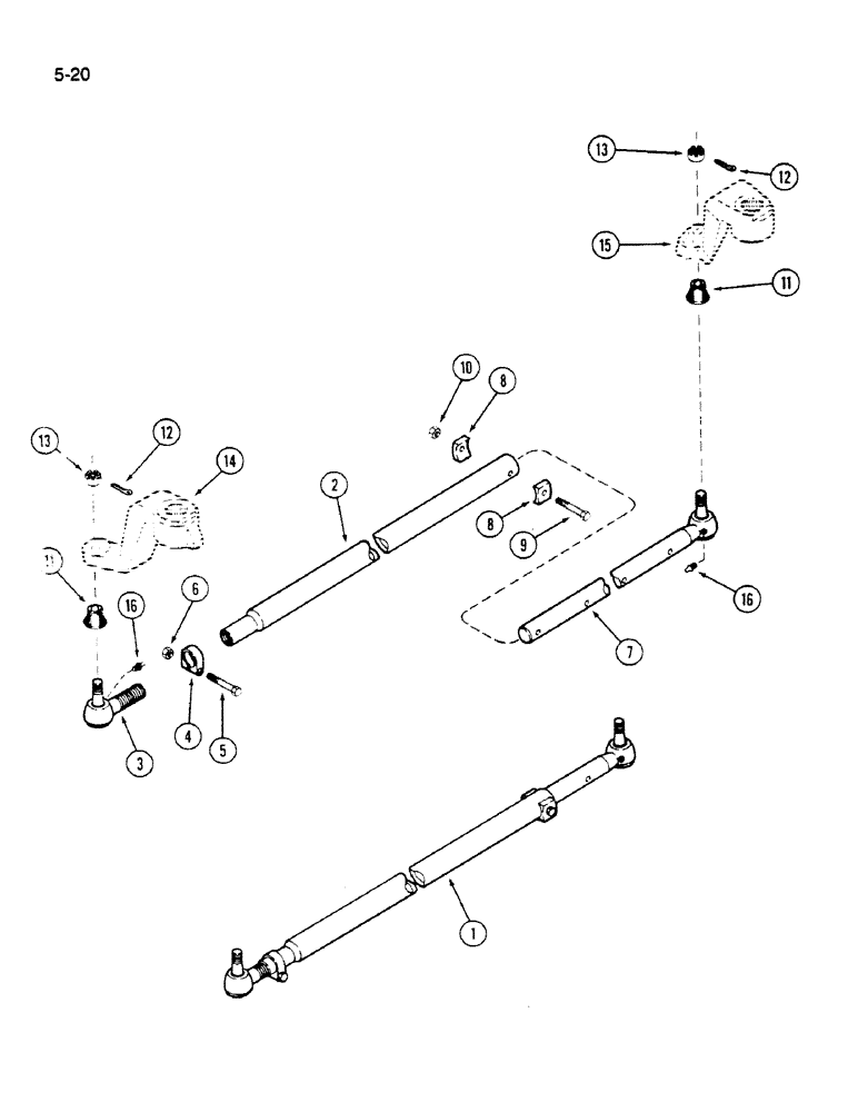 Схема запчастей Case IH 1620 - (5-020) - STEERING TIE ROD, ADJUSTABLE AXLES (04) - STEERING