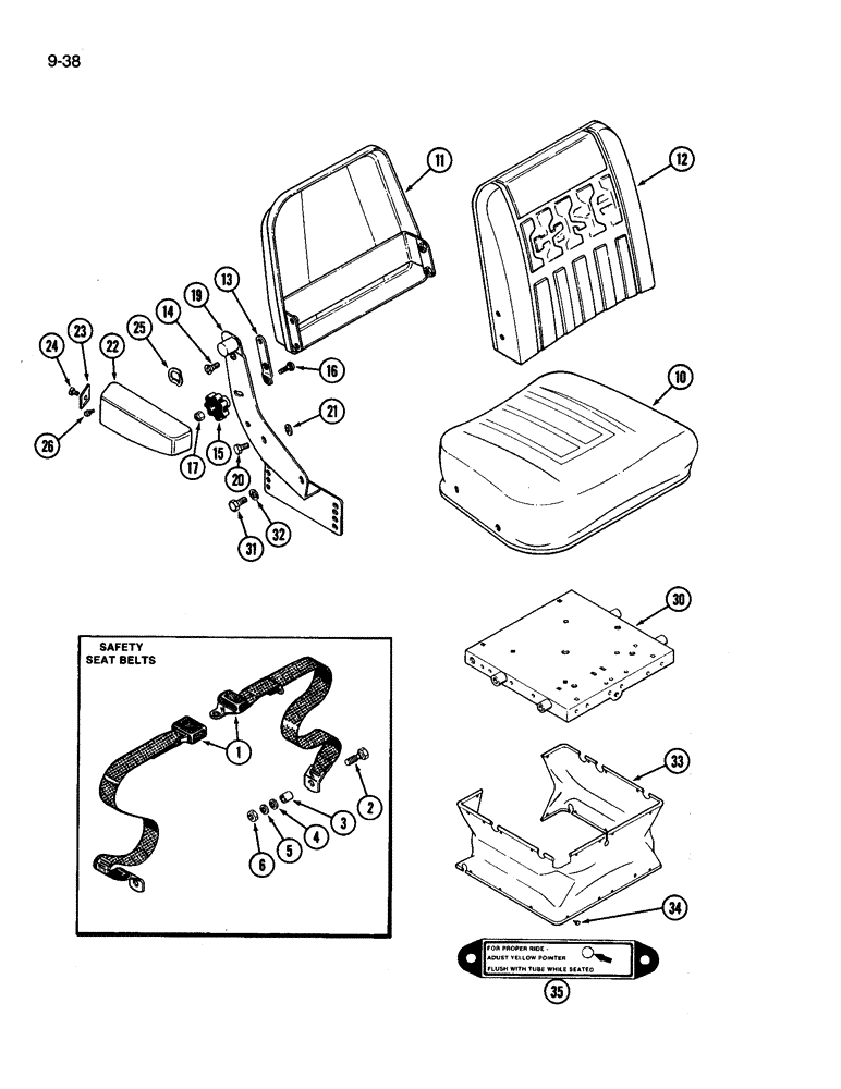 Схема запчастей Case IH 3394 - (9-038) - SEAT BELT, VINYL SEAT (09) - CHASSIS/ATTACHMENTS