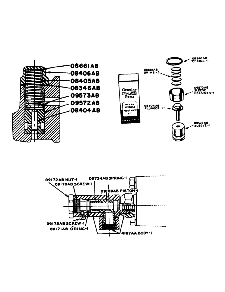 Схема запчастей Case IH 800 - (194) - HYD. CONTROL UNIT, HYD. RELIEF VALVE ASSY., 4443AA HYD. RELIEF VALVE KIT, HYD. RELIEF VALVE (08) - HYDRAULICS