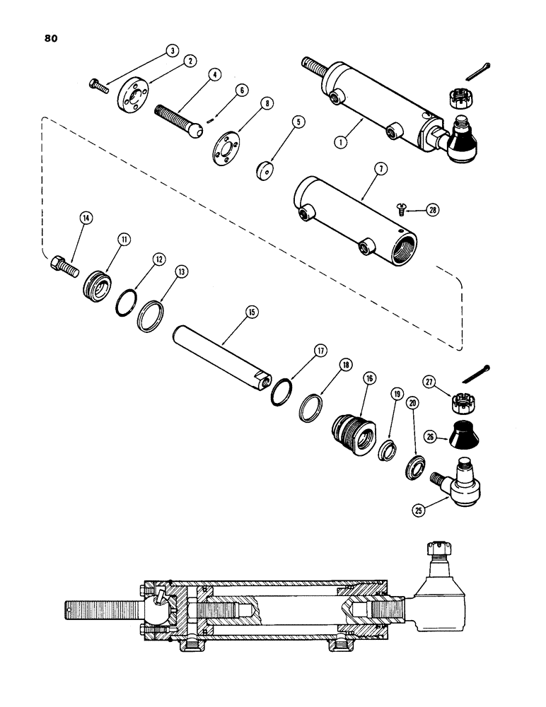 Схема запчастей Case IH 1170 - (080) - STEERING CYLINDER (05) - STEERING