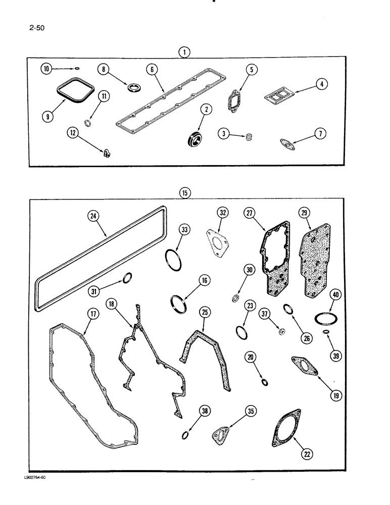 Схема запчастей Case IH 1620 - (2-50) - ENGINE GASKET KITS, 6T-590 ENGINE, VALVE GRIND (01) - ENGINE