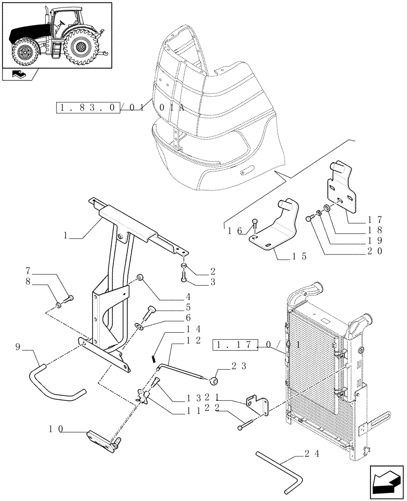 Схема запчастей Case IH PUMA 155 - (1.83.0/01[03A]) - HOOD - LATCH - D6653 (08) - SHEET METAL