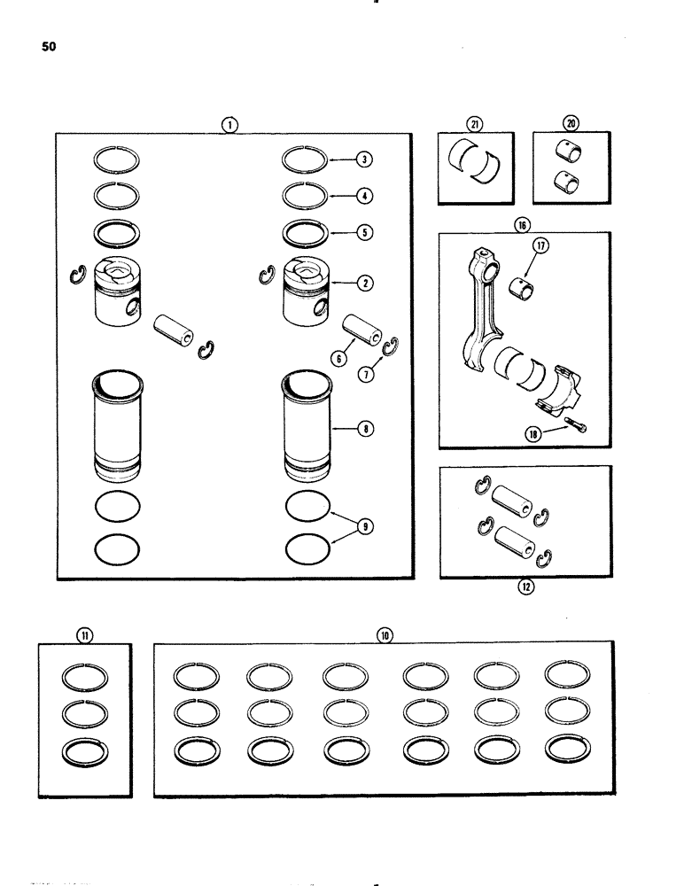 Схема запчастей Case IH 1070 - (0050) - PISTON ASSEMBLY, 451B DIESEL ENGINE (02) - ENGINE