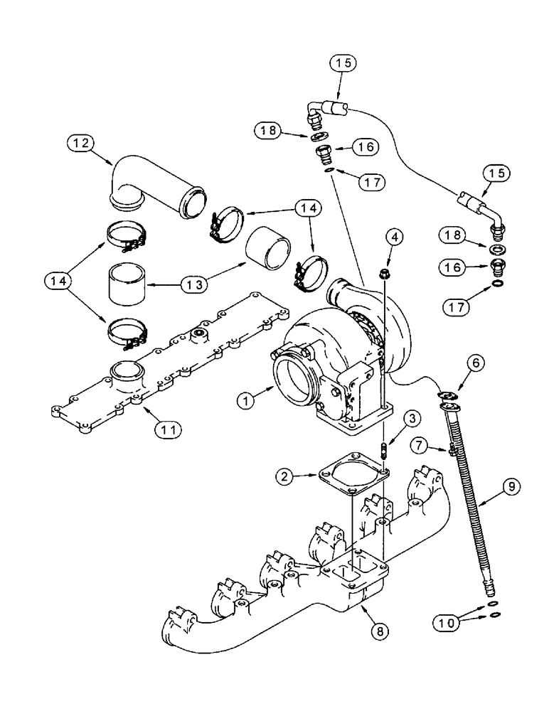 Схема запчастей Case IH 8930 - (2-028) - TURBOCHARGER SYSTEM, 6T-830 EMISSIONS CERTIFIED ENGINE, 8930 TRACTOR ONLY (02) - ENGINE