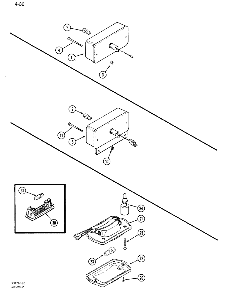 Схема запчастей Case IH 1640 - (4-36) - WARNING LIGHT, FRONT AND REAR (06) - ELECTRICAL