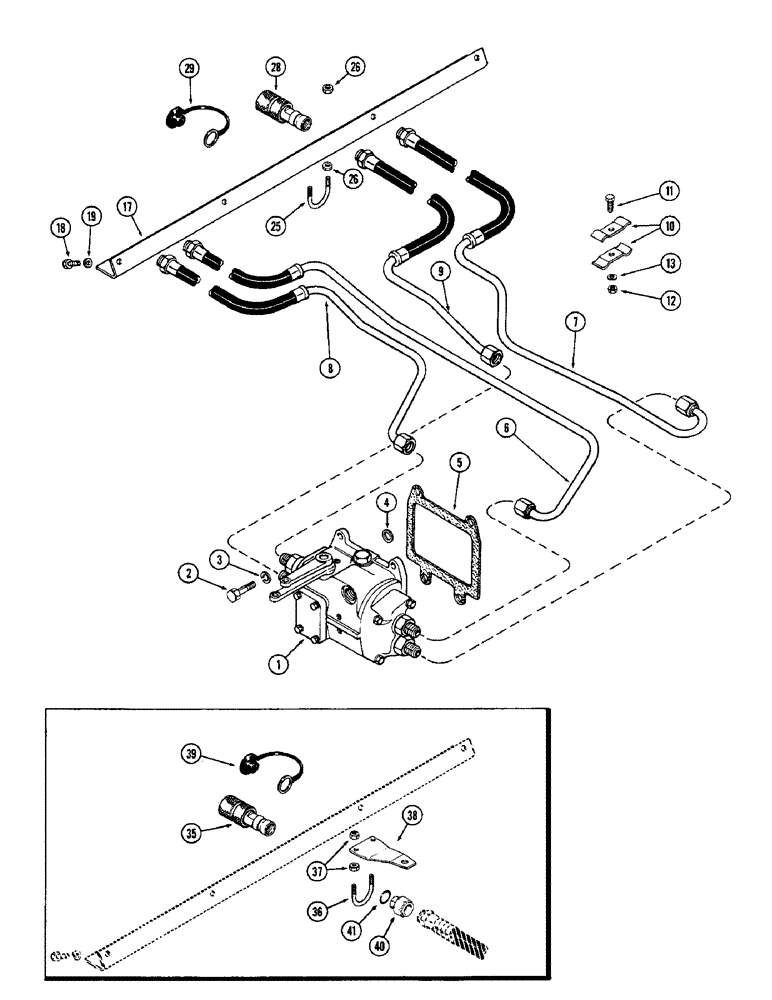 Схема запчастей Case IH 1370 - (304) - RIGHT HAND REMOTE HYDRAULIC TUBES AND COUPLINGS, PRESSURE COUPLING, FIRST USED P.I.N. 8770001 (08) - HYDRAULICS