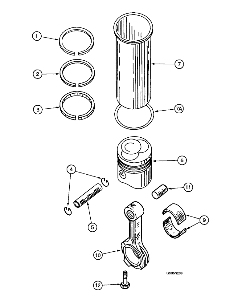 Схема запчастей Case IH DT-414 - (9C-12) - CONNECTING RODS, PISTONS AND SLEEVES 