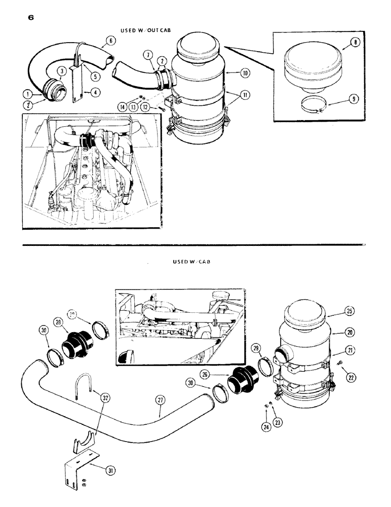 Схема запчастей Case IH 1200 - (006) - OIL BATH AIR CLEANER SYSTEM, (451) DIESEL ENGINE, USED WITHOUT CAB (02) - ENGINE