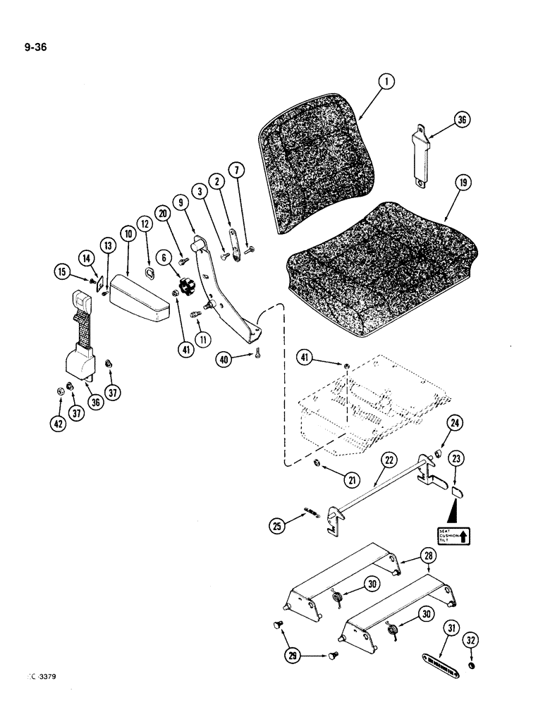 Схема запчастей Case IH 1896 - (9-036) - CLOTH SEAT, WITH ISOLATOR (09) - CHASSIS/ATTACHMENTS