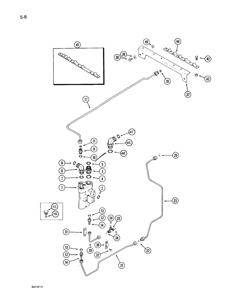 Схема запчастей Case IH 7150 - (5-008) - HYDROSTATIC STEERING SYSTEM, PRIORITY VALVE TO STEERING PUMP, P.I.N. JJA0027701 AND AFTER (05) - STEERING