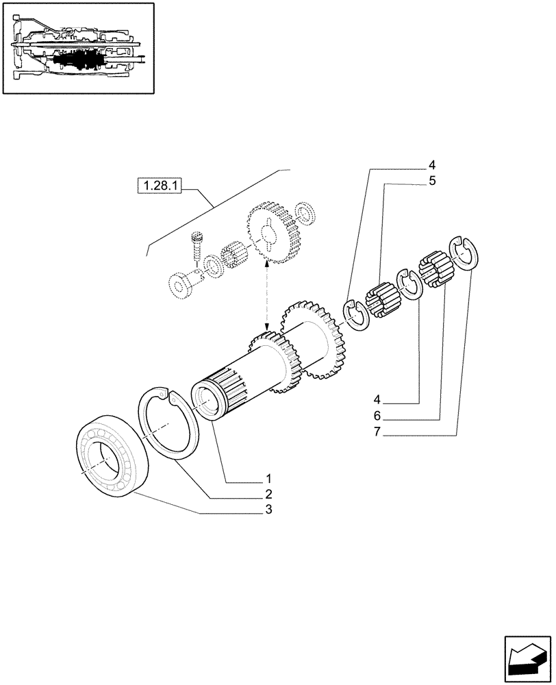 Схема запчастей Case IH JX1070C - (1.28.1/06[02]) - (VAR.275-275/1) HI-LO TRANSMISSION GEARS - DRIVEN GEAR (03) - TRANSMISSION