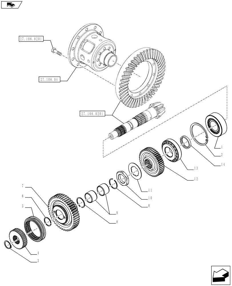 Схема запчастей Case IH FARMALL 75C - (21.148.0101[01]) - CENTRAL REDUCTION - SLOW/MEDIUM RANGE GEARS - ISO (21) - TRANSMISSION