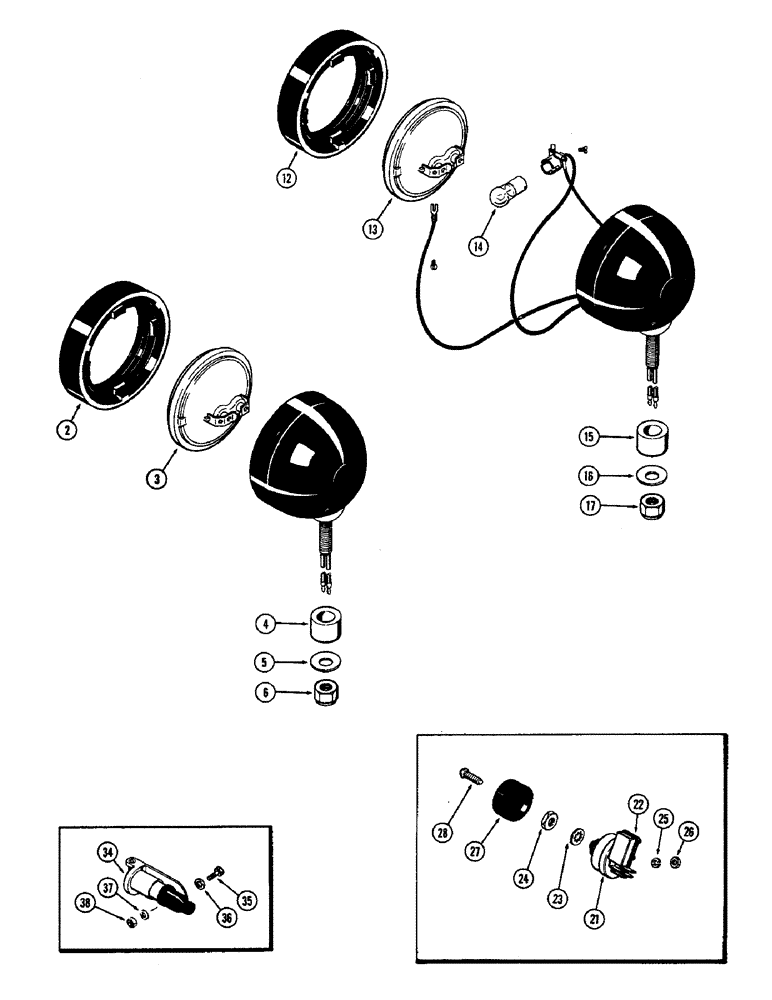 Схема запчастей Case IH 2470 - (082) - ADJUSTABLE REAR FLOOD LAMP, RIGHT HAND SIDE (04) - ELECTRICAL SYSTEMS