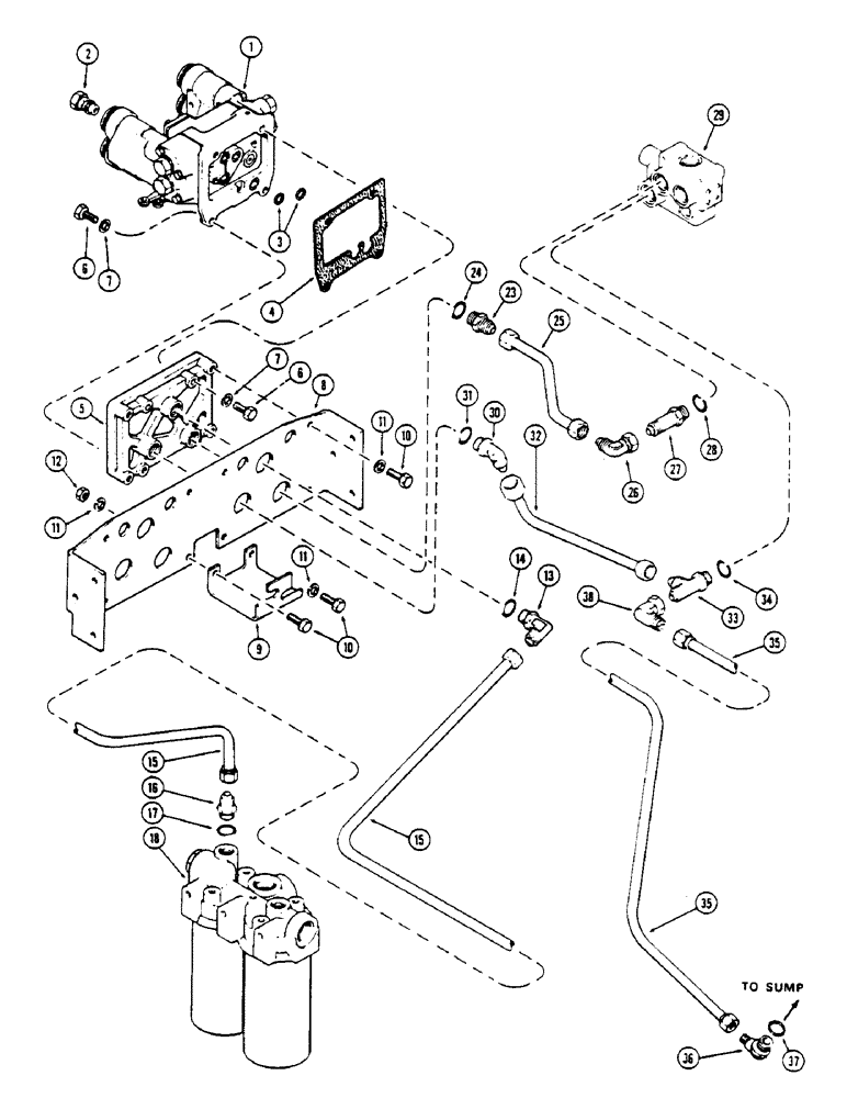 Схема запчастей Case IH 2670 - (318) - SINGLE DUAL REMOTE HYDRAULICS CIRCUITRY, FIRST USED TRANSMISSION SERIAL NUMBER 10053454 (08) - HYDRAULICS