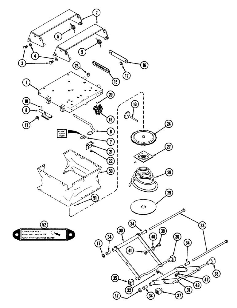 Схема запчастей Case IH 2090 - (9-518) - SWIVEL SEAT ASSEMBLY, SUSPENSION PARTS, EARLY PRODUCTION (CONTD) (09) - CHASSIS/ATTACHMENTS