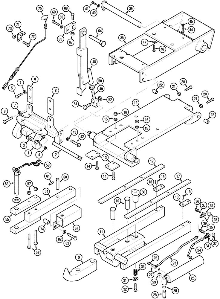 Схема запчастей Case IH MX110 - (09-69) - AUTOMATIC HITCH (09) - CHASSIS/ATTACHMENTS