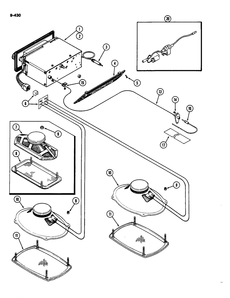 Схема запчастей Case IH 4490 - (9-430) - CAB, RADIO AND SPEAKERS (09) - CHASSIS/ATTACHMENTS