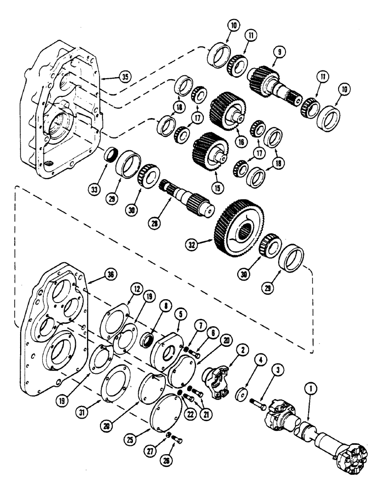 Схема запчастей Case IH 4690 - (6-226) - PTO DROP BOX, INPUT, OUTPUT AND IDLERS (06) - POWER TRAIN