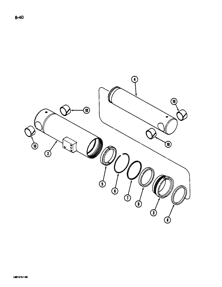 Схема запчастей Case IH 1844 - (8-40) - DRUM LIFT CYLINDER WITH ONE PIECE MANIFOLD (07) - HYDRAULICS