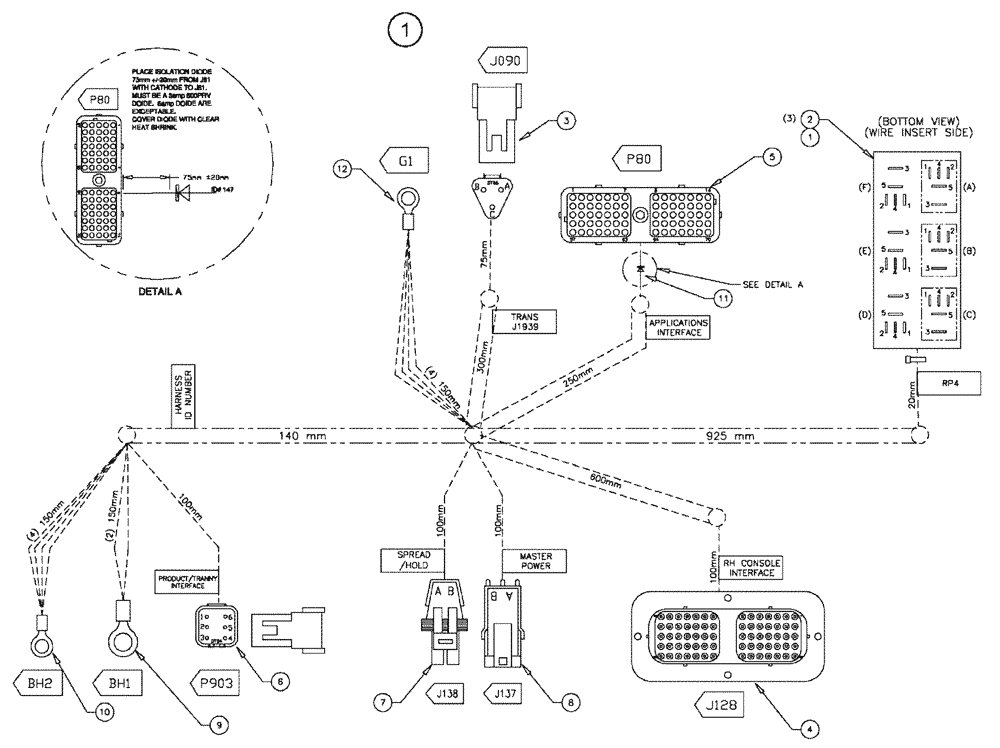 Схема запчастей Case IH TITAN 4020 - (08-011[01]) - GROUP, HARNESSES, NO BED (06) - ELECTRICAL