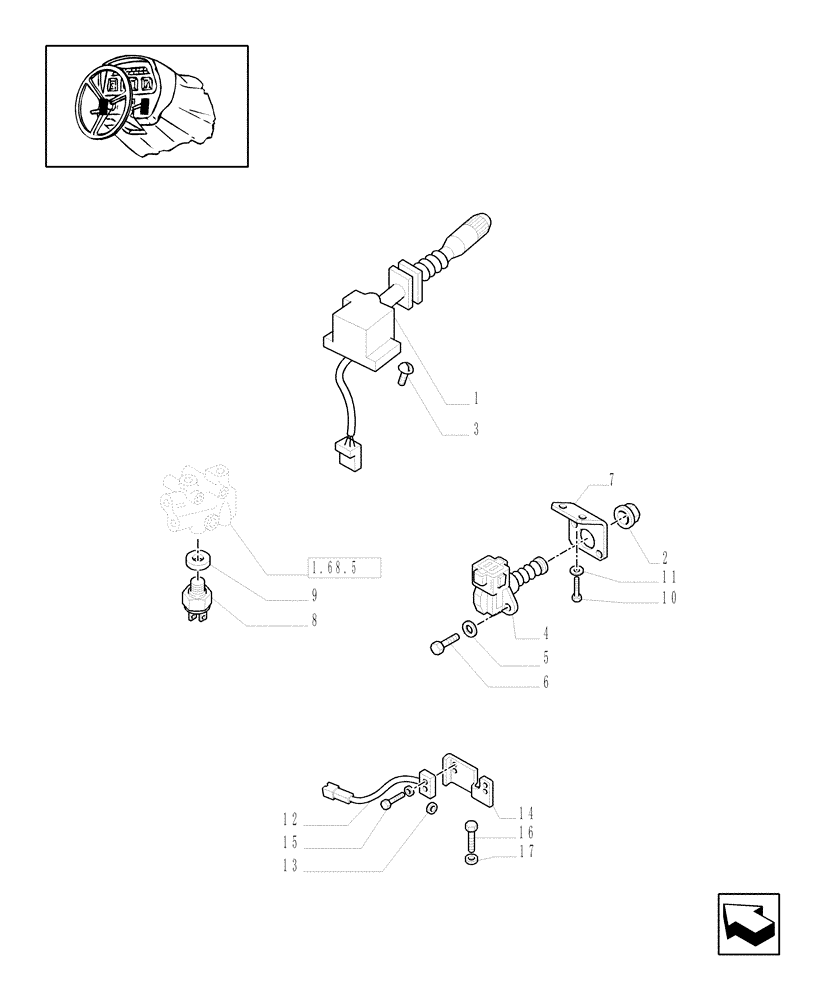 Схема запчастей Case IH JX1075C - (1.92.74[02]) - ELECTRIC CONTROLS (10) - OPERATORS PLATFORM/CAB