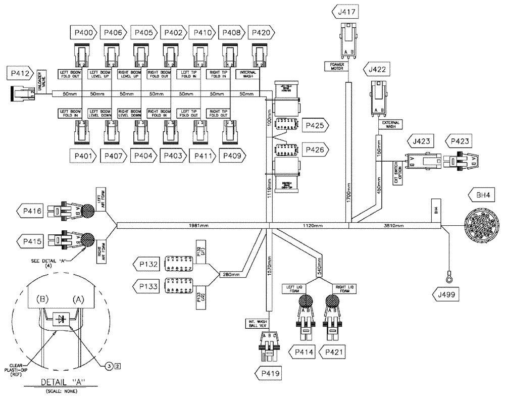 Схема запчастей Case IH 610 - (01-019) - HARNESS, HYDRAULIC CONTROL, "BEFORE SERIAL # 21136" (06) - ELECTRICAL