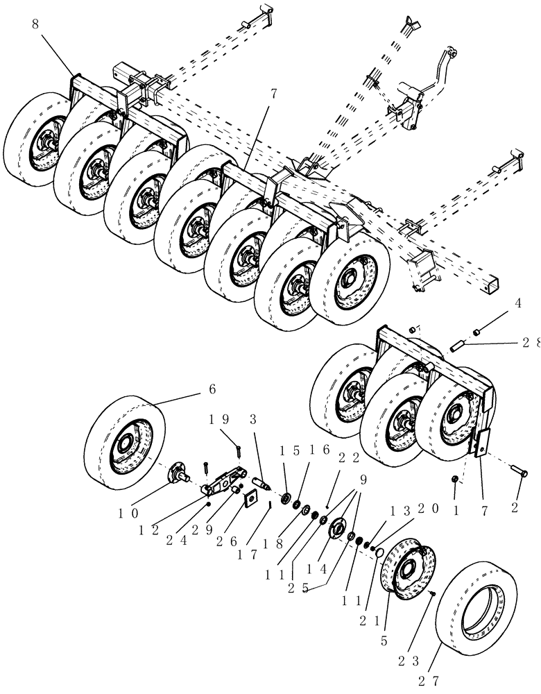 Схема запчастей Case IH ATX700 - (06.120.1) - PACKER, INNER WING WALKING BEAM - 10" SPACING Packer Gang Assemblies and Frames