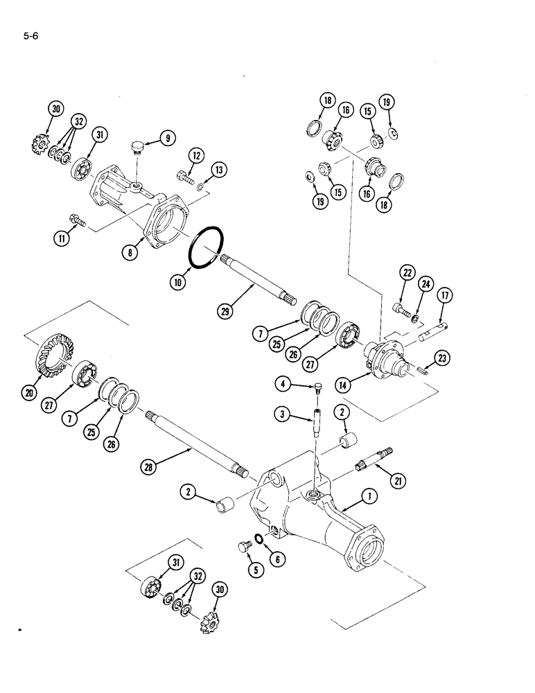 Схема запчастей Case IH 1120 - (5-06) - FRONT AXLE SHAFTS, HOUSING AND DIFFERENTIAL, MFD TRACTORS (05) - STEERING