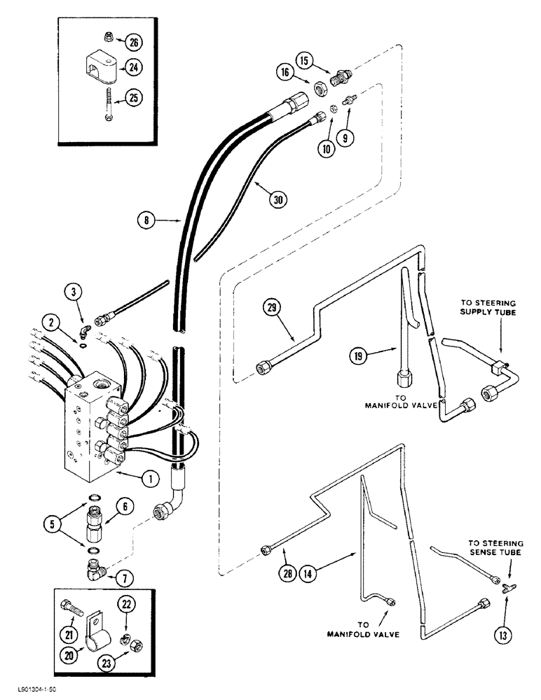 Схема запчастей Case IH 1844 - (8-61A) - BASKET MANIFOLD VALVE SUPPLY AND SENSE SYSTEM, 1844 COTTON PICKER P.I.N. JJC0002560 AND AFTER (07) - HYDRAULICS