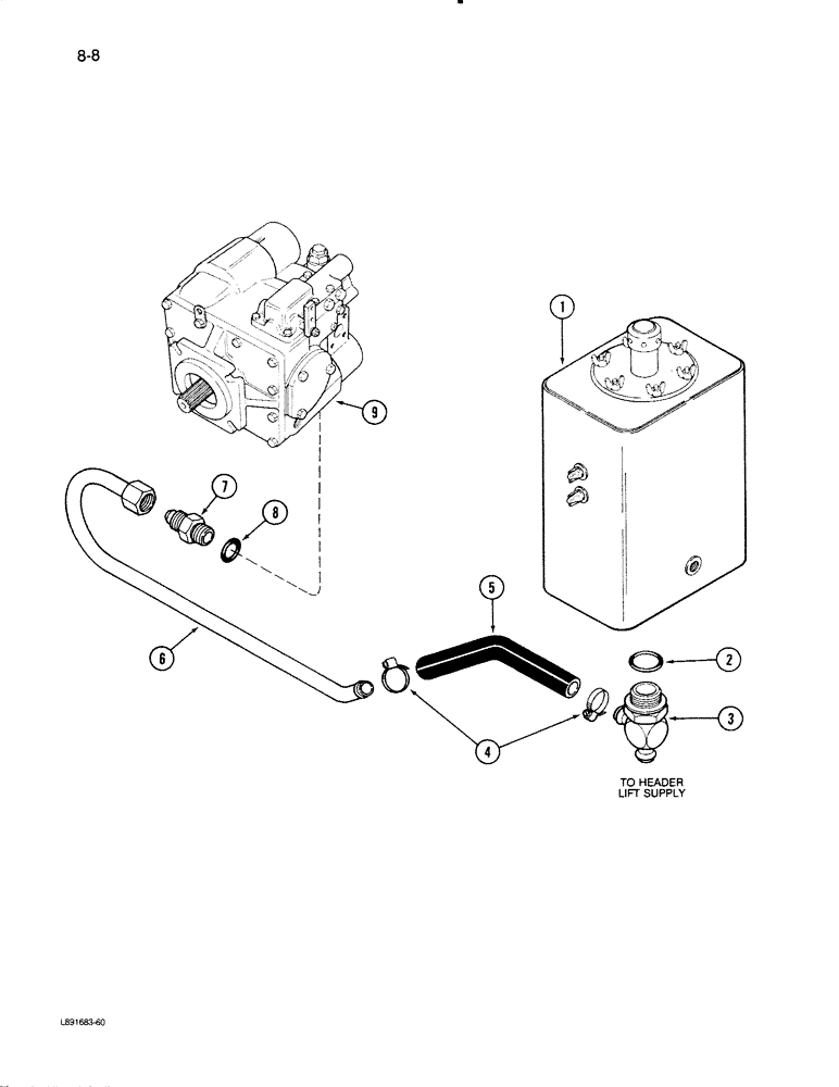 Схема запчастей Case IH 1670 - (8-08) - HYDROSTATIC PUMP SYSTEM, RESERVOIR TO PUMP (07) - HYDRAULICS