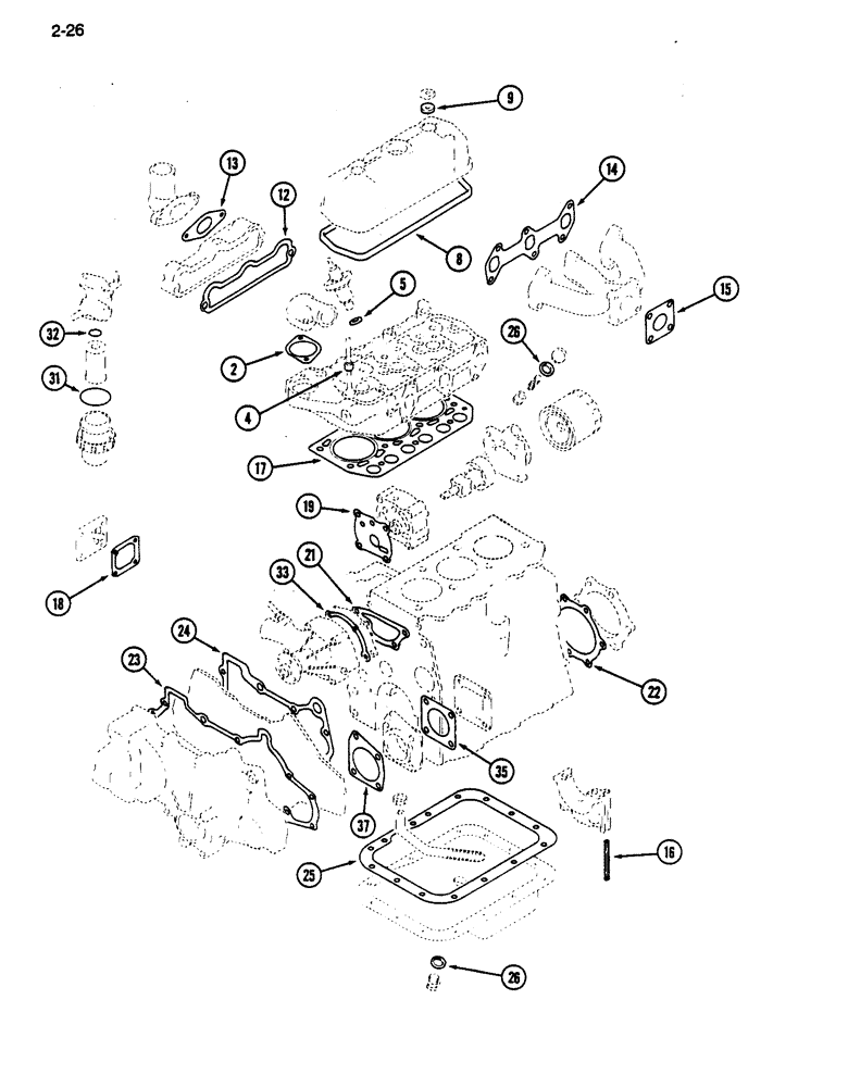 Схема запчастей Case IH 255 - (2-26) - GASKET KITS (02) - ENGINE