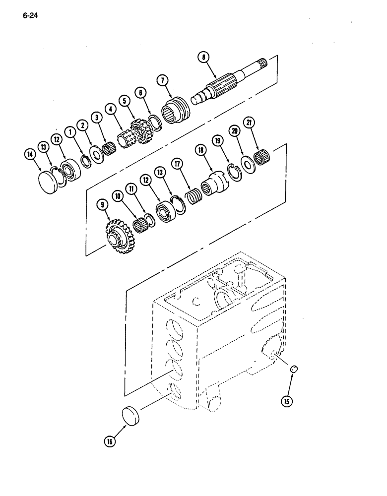 Схема запчастей Case IH 255 - (6-24) - SELECTOR AND COUNTER GEAR LOWER (06) - POWER TRAIN