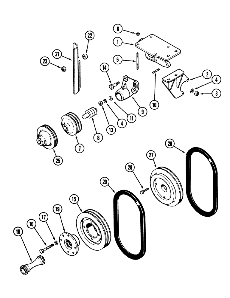 Схема запчастей Case IH 1490 - (A13-1) - COMPRESSOR DRIVE AND MOUNTING, CAB MODELS (01) - ENGINE