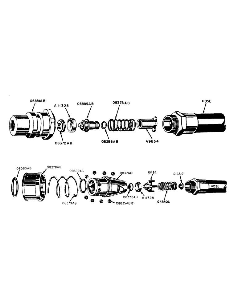 Схема запчастей Case IH 400B-SERIES - (182) - 4025AA BREAK AWAY COUPLING PLUG, G30463 BREAK AWAY SOCKET, G30455 SERVICE KIT FOR COUPLINGS (08) - HYDRAULICS