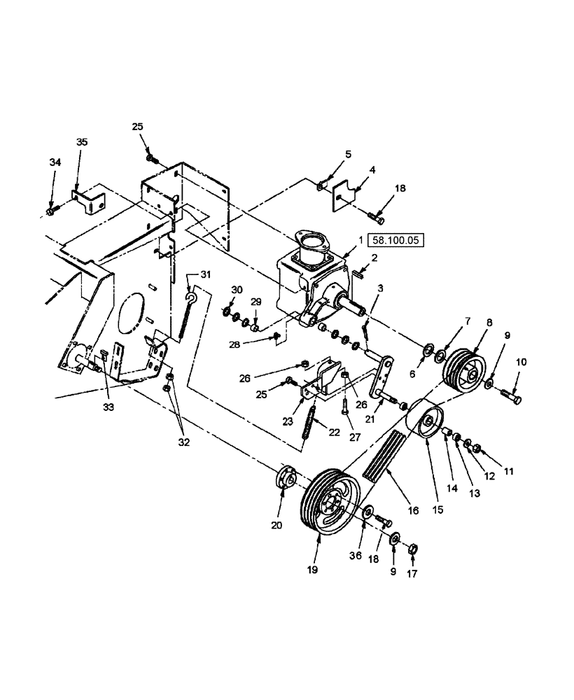 Схема запчастей Case IH RD182 - (58.100.04) - BELT DRIVE (58) - ATTACHMENTS/HEADERS