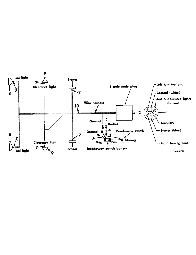 Схема запчастей Case IH VARIOUS - (B-158) - WIRING DIAGRAM, 20 TRAILER, 1965 AND SINCE 