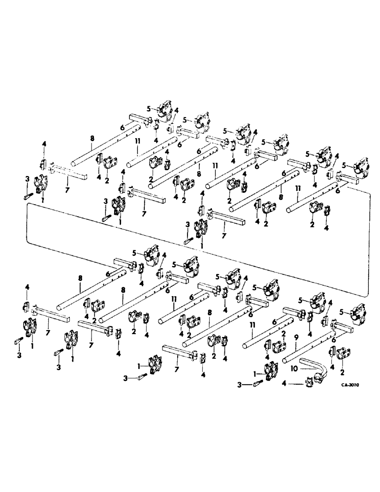 Схема запчастей Case IH 163 - (AQ-08) - ROUND BARS, EXTENSIONS AND CLAMPS, FOR 6 AND 8 ROW 