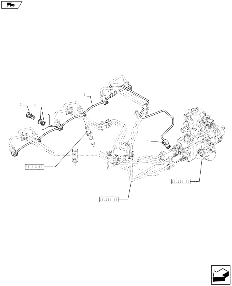 Схема запчастей Case IH F4GE9684D J604 - (10.215.05) - INJECTION EQUIPMENT - PIPING (10) - ENGINE