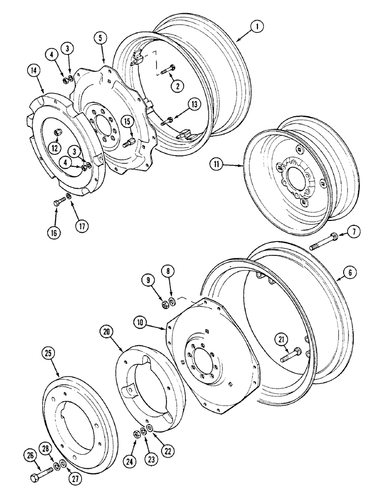 Схема запчастей Case IH 1494 - (6-240) - REAR WHEELS AND BALLAST WEIGHTS (06) - POWER TRAIN