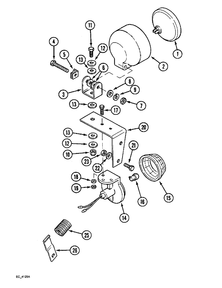 Схема запчастей Case IH 4240 - (4-12) - WORK AND REAR LIGHT, TRACTOR WITHOUT CAB (04) - ELECTRICAL SYSTEMS