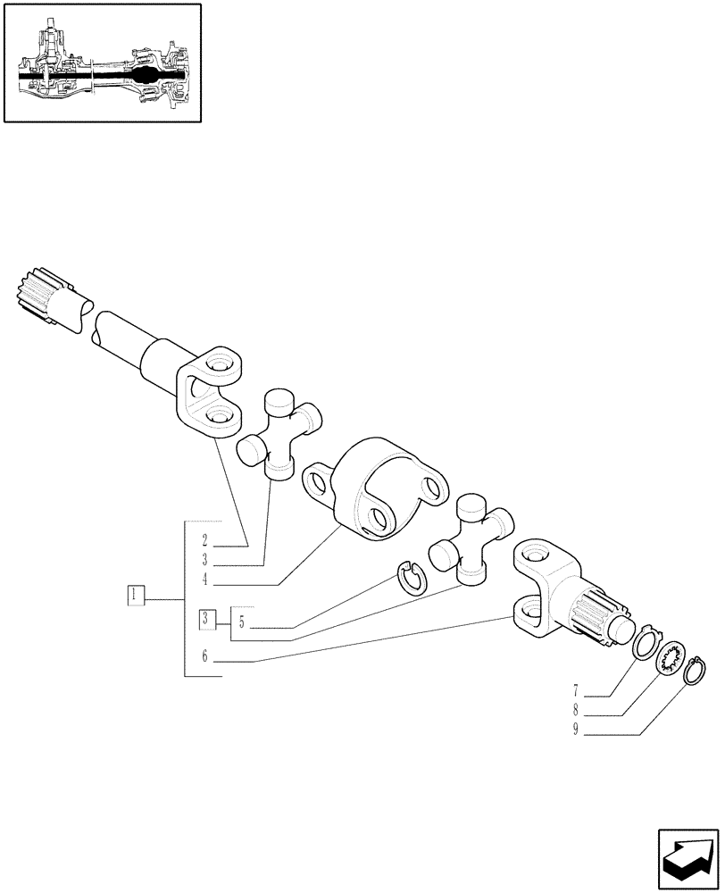 Схема запчастей Case IH JX1075N - (1.40.1/10) - 4WD FRONT AXLE - DIFFERENTIAL GEARS AND SHAFT (04) - FRONT AXLE & STEERING