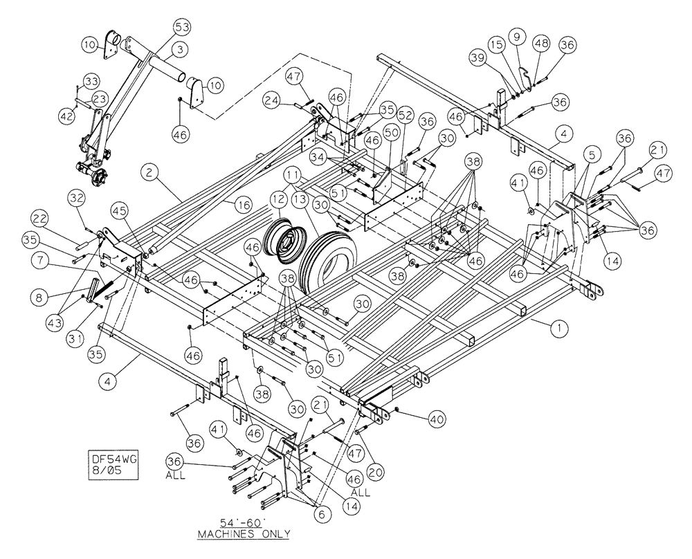 Схема запчастей Case IH TIGERMATE II - (39.100.09) - 54-1/2 TO 60-1/2 DOUBLE FOLD INNER WING (39) - FRAMES AND BALLASTING