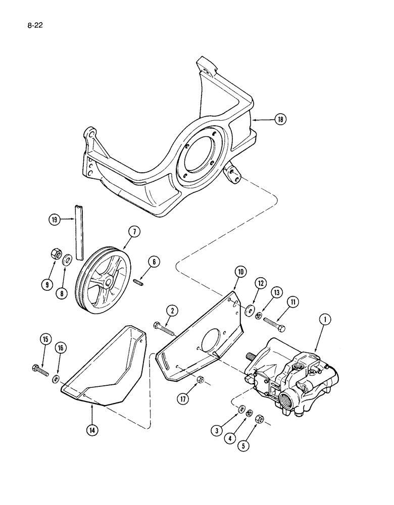 Схема запчастей Case IH 1844 - (8-22) - HYDRAULIC PUMP MOUNTING (07) - HYDRAULICS