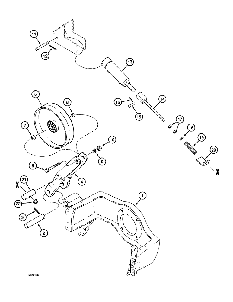 Схема запчастей Case IH 1800 - (9B-12) - FAN PULLEY AND LINKAGE, USED WITH 10 INCH DIAMETER IDLER PULLEY (15) - HANDLING SYSTEM