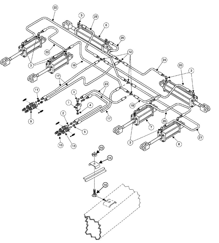 Схема запчастей Case IH 4450 - (08-04) - HYDRAULIC ASSEMBLY - WITH SINGLE POINT DEPTH CONTROL - 22 FOOT 11 INCH 